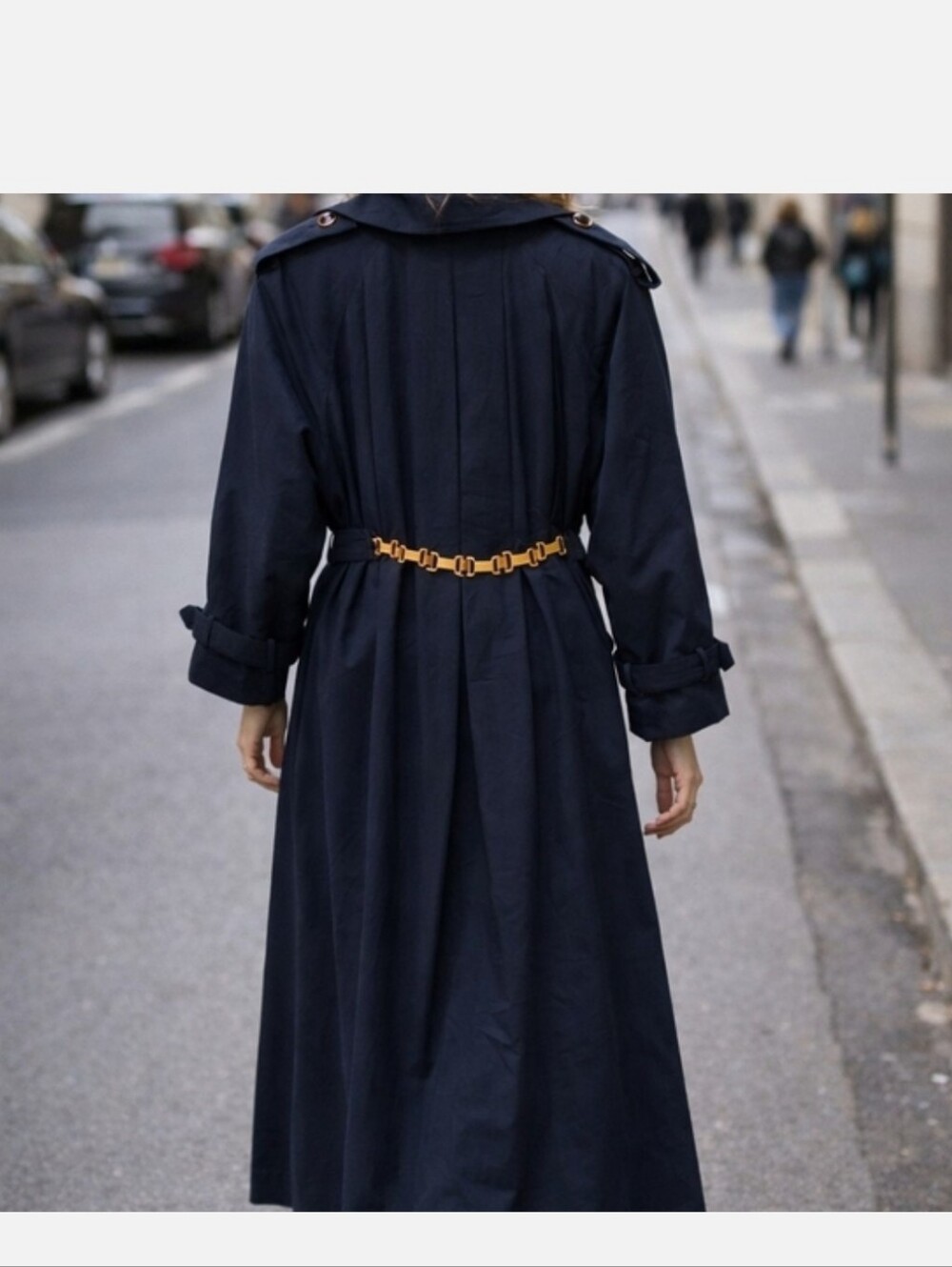 Vintage Apropos Navy Maxi Trench Coat Gold Hardware Size 11